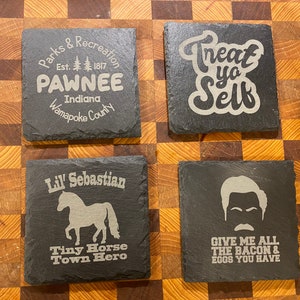 Slate Coasters Parks and Recreation, Gift, Housewarming, Gift for Him, Gift for her, Wedding Gift