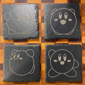 Kirby coasters, Slate Coasters Gift, Housewarming, Gift for Him, Gift for her, Man Cave, Wedding Gift