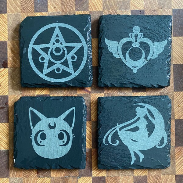 Sailor Moon Slate Coasters, Gift, Housewarming, Gift for Him, Gift for her, Birthday Gift