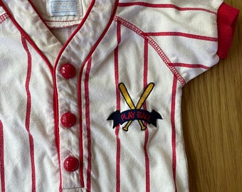 Vintage 90’s All Mine “Play Ball” Striped Romper