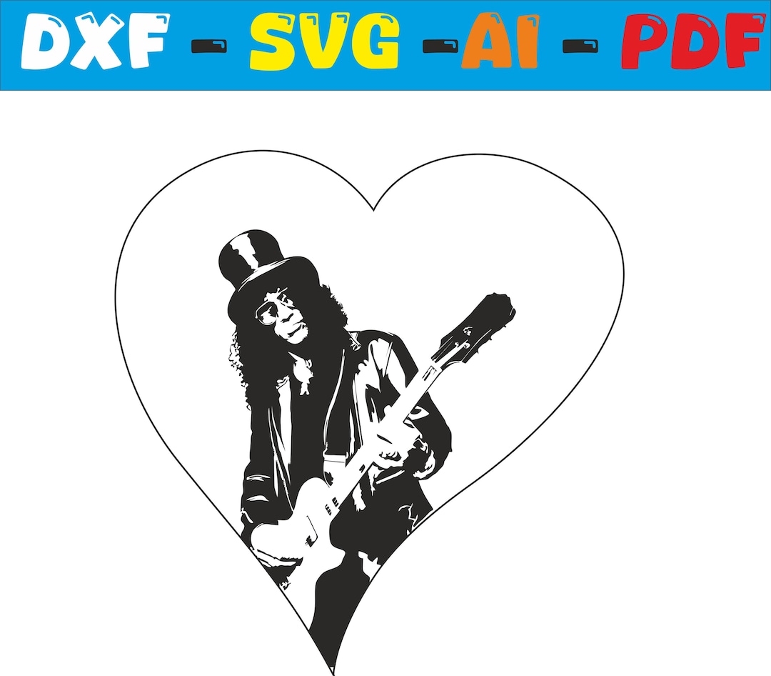 Guns N' Roses Slash Design Dxf Svg Ai Pdf Slash Art Slash Vector Slash ...