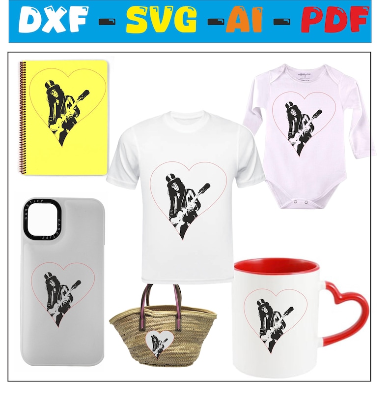 Guns N' Roses Slash Design Dxf Svg Ai Pdf Slash Art Slash Vector Slash ...