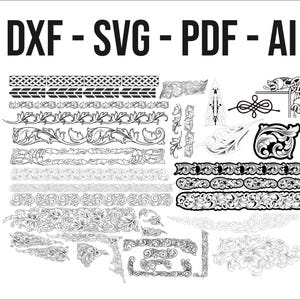 Vintage Scroll SVG BundleLaser and Cnc Cut Files in Svg Pdf Dxf Ai Formats | Filigree Scroll Clipart for Cricut Silhouette