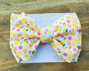 Lemon, fruit, summer Bow Headband / Headwrap