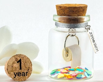 1st Paper Anniversary Gift, Personalised Bottle Symbolic Toilet Paper Keepsake, Present for Him Her
