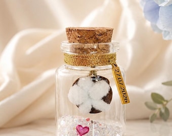 2nd Cotton Wedding Anniversary Personalised Gift, Symbolic Keepsake Custom any Language Miniature Little Present