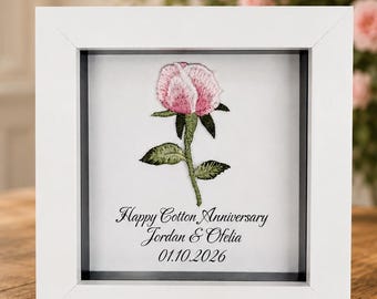 2nd Cotton Anniversary Gift For Her Him, Handmade Custom Rose, For Wife Husband Couple