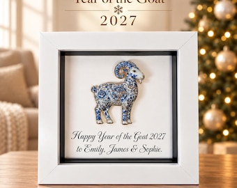 Christmas Gift For Him Her Friend family, Home Decor Frame, 2027 Year of Goat