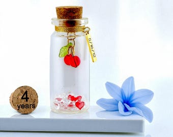Regalo personalizado para el 4.º aniversario de bodas, recuerdo simbólico, tarjeta alternativa, regalo hecho a mano para pareja.