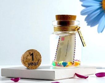 Carta de aniversario de bodas en papel, en minibotella, recuerdo de amor, personalizada en cualquier idioma.