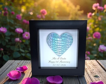 Regalo de cuero para el tercer aniversario, recuerdo simbólico personalizado hecho a mano para él, su esposa o su esposo.