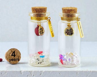Regalo personalizado para el 4.º aniversario de bodas de frutas, regalo de granada, botella miniatura hecha a mano