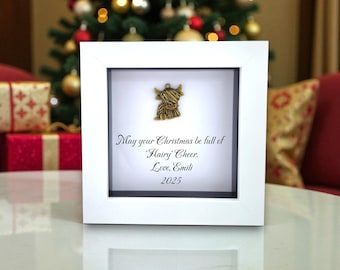 Gepersonaliseerd cadeau HighLand koe voor Kerstmis en verjaardag| Lijst met aandenken koe | Tekst in elke taal, met de hand gemaakt uniek cadeau voor vrouw en man