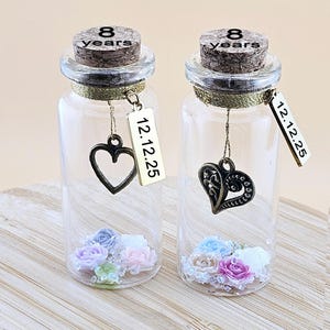 8° 19° anniversario di matrimonio in bronzo regalo personalizzato, regalo per moglie marito coppia amico, mini bottiglia di vetro regalo, 8 anni regalo di nozze