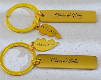 Personalisiertes Paar-Schlüsselbund-Geschenk, individuell graviertes Jahrestags-Liebes-Andenken in jeder Sprache, passende Kechains
