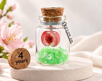 Regalo de cuarto aniversario de frutas para esposa/esposo, mini botella personalizada, recuerdo de durazno