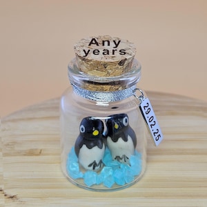 Presente personalizado de aniversário de casamento, presente de aniversário de casamento, cartão de mini garrafa, presente de aniversário de casamento de qualquer ano para ela e seu amigo