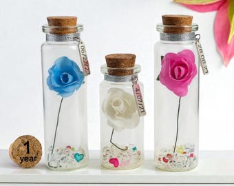 Regalo en miniatura de papel para el primer aniversario de bodas, recuerdo floral simbólico, personalizable en cualquier idioma.