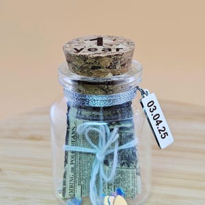 1º aniversário de casamento presente personalizado de papel, presente para esposa, marido, amigos, mini garrafa, presente criativo, aniversário de 1 ano para ela e ele