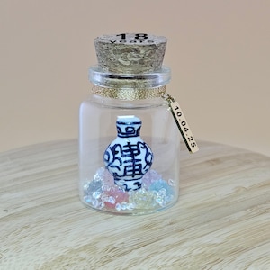 Regalo personalizado para el 18.º aniversario de bodas de porcelana, regalo para ella, él, pareja o amigo, mini botella de regalo creativo, regalo de bodas de 18 años