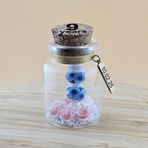9e aardewerk huwelijksverjaardag gepersonaliseerd cadeau, cadeau voor vrouw echtgenoot koppel vriend, minifles creatief cadeau, 9 jaar huwelijkscadeau