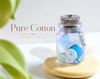2nd Cotton Wedding Anniversary Personalised Gift, Symbolic Keppsake Custom any language, Miniature Little Present
