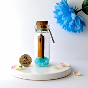 Cadeau personnalisé 3e anniversaire de mariage en cuir, cadeau pour femme, mari, ami, couple, mini bouteille créative, cadeau de mariage de 3 ans n° 3