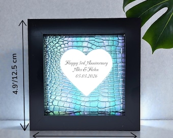 Regalo de cuero para el tercer aniversario de bodas, recuerdo simbólico personalizado y hecho a mano para pareja, apto para veganos.