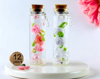 12th Silk Anniversary Flowers Gift for Wife Husband, Personalised Keepsake for Her Him, Traditional