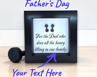 Marco personalizado para mancuernas del Día del Padre, recuerdo del sexto aniversario de bodas de hierro para marido aficionado al gimnasio.