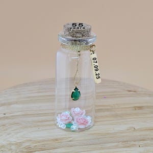 55周年エメラルド結婚記念日パーソナライズギフト、妻、夫、カップル、両親へのプレゼント、ミニボトルクリエイティブギフト、結婚40周年