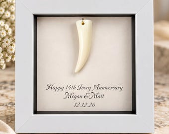 14th Ivory Anniversary Gift for Men Women, Personalised Frame for Her Him Wife Husband