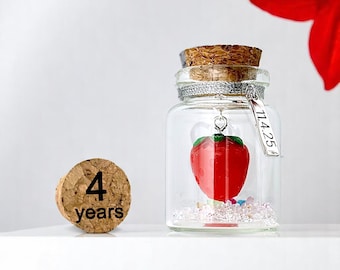 Regalo para el 4.º aniversario de bodas con fruta: Mini botella personalizada como recuerdo/Regalo para él, su esposa o su esposo/Regalo inusual/Alternativa a una tarjeta