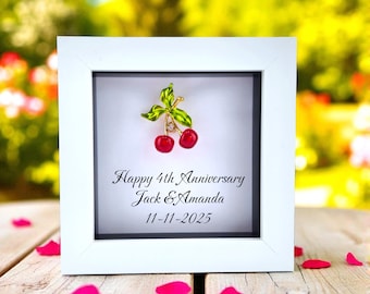 Regalo de cuarto aniversario de boda con temática frutal, recuerdo simbólico personalizado hecho a mano, personalizable en cualquier idioma, regalo de amor.