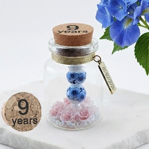 9th Pottery Jubiläum Geschenk: Personalisierte Mini Flasche Andenken| Für Ihn Ihre Frau Mann | Einzigartiges ungewöhnliches Geschenk | Kartenalternative