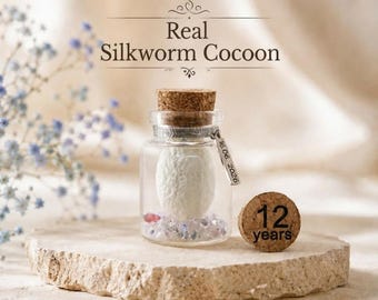 12th Silk  Anniversary Gift for Her Him,  Personalised Keepsake, Real silk, Miniature HandMade Present