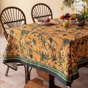 Linen Fall Tablecloth |Dining Table Cover |Yellow Tablecloth For Festival Tablecloth |Thanksgiving Tablecloth,Farmhouse Rustic TableCover