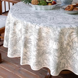 Hand-Drawn Leopard,Tiger,Parrot Tablecloth,Animal Kingdom Tablecover,Round Tablecloth,Large Size Custom Tablecloth,Wild Jungle TableCover
