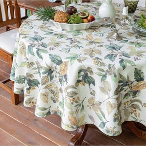Green Plum Round Tablecloth – Nature-Inspired Custom Table Cover for Rustic, Farmhouse or Garden Decor,Autumn Tablecloth