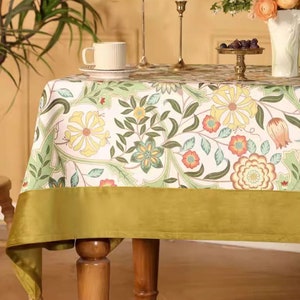 Chenille Tablecloth,Floral TableCover, Perfect for Garden Table Setting,Kitchen Tablecover,Dining Tablecloth,Housewarming gift