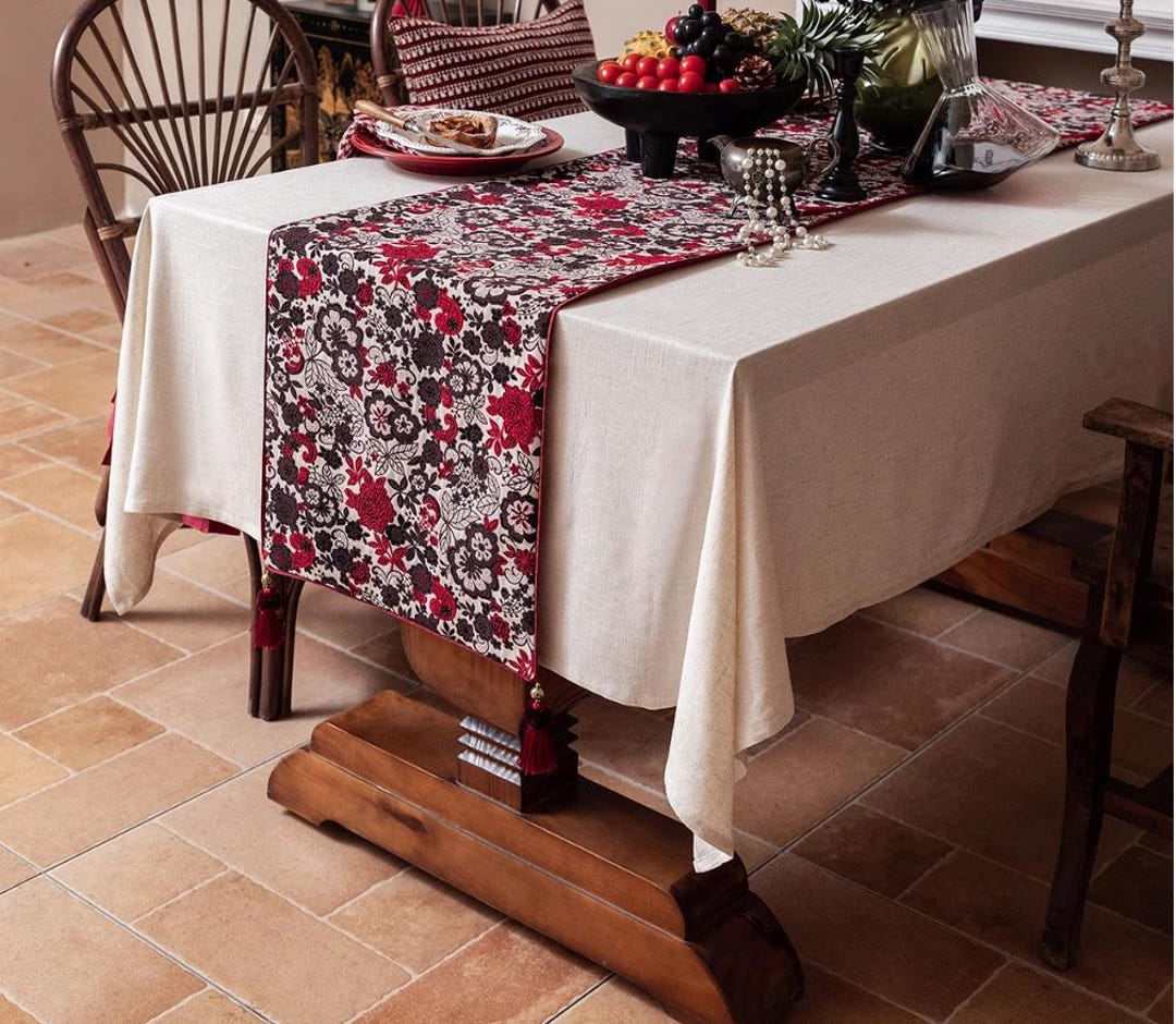 Floral Pattern Table Runners,elegant Retro Red Black Table Runner Home ...