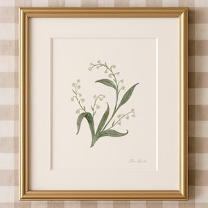 Lily of the Valley Art Print, Watercolor, May Birth Flower, 5x7 & 8x10, Unframed