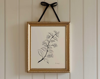 Star Jasmine Flower Art Print, Line Drawing, Minimalist Floral Gallery Wall Decor, 5x7 & 8x10