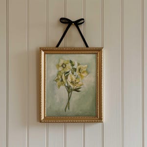 Lenten Rose Flower Art Print, Oil Painting, Vintage Cottagecore Helleborus Botanical Wall Art, 8x10