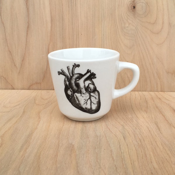 anatomical heart teacup, black heart, cardiologist gift, goth teacup, halloween dinnerware, corazon, horror fan gift, valentine's day heart