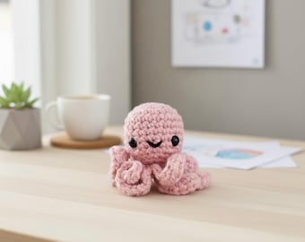 Crochet Octopus Desk Buddy, Handmade Crochet Plush