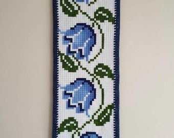 Patrón de crochet, patrón para tapiz de campanillas azules, descarga digital en PDF