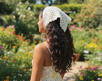 Birdie Bandana Crochet Pattern – Vintage Inspired Head Scarf (Digital Download)