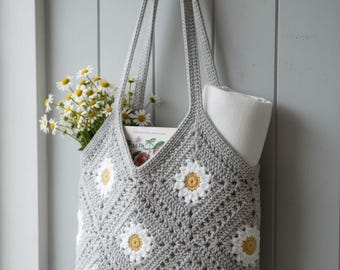 Crochet Pattern Flower Granny Square Bag, Digital Download PDF Pattern