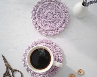 Crochet Coaster Set- 4 Pack, Handmade Table Coaster Home Decor